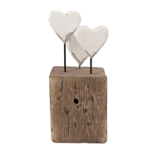 Beeld Harten Wit/Bruin Hout