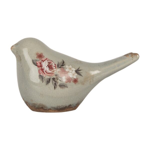 Decoratie Vogel Grijs Keramiek Bloemen
