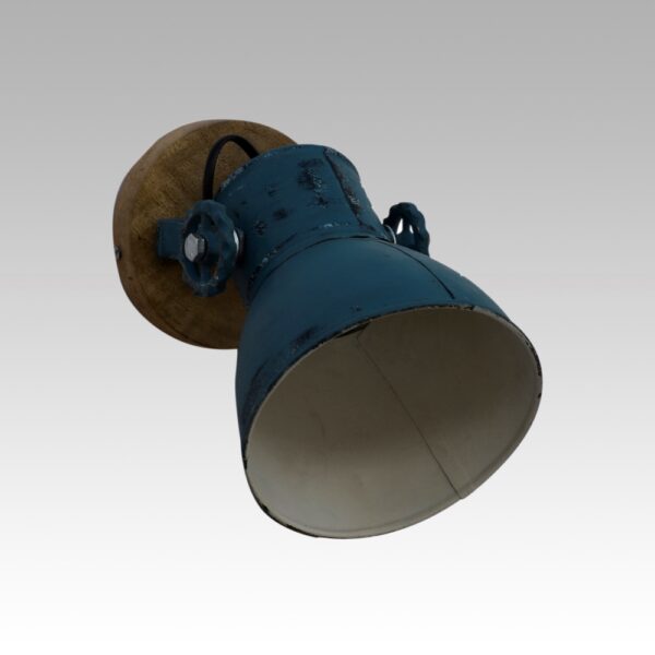 Wandlamp hout/metaal blauw