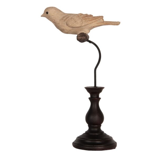 DECORATIE BEELD VOGEL 12x7x21 CM BEIGE KUNSTSTOF