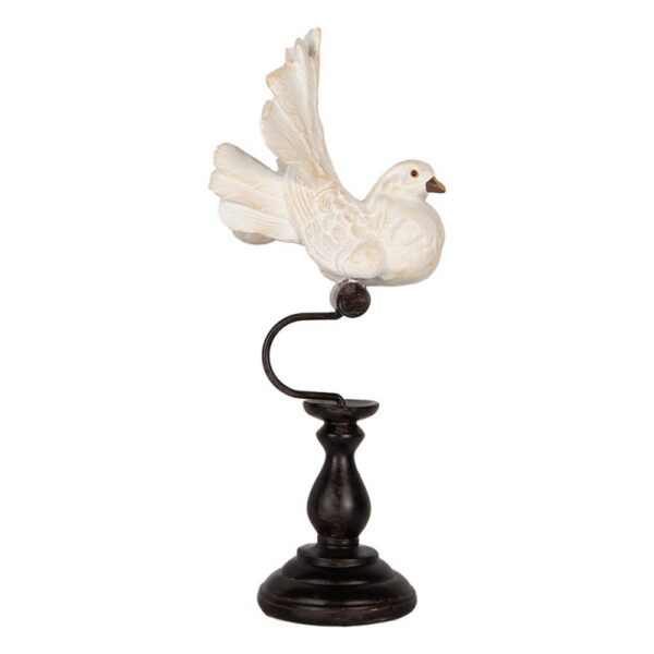 DECORATIE BEELD VOGEL 15x11x36 CM WIT KUNSTSTOF