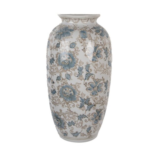 VAAS 19x10x38 CM WIT BLAUW KERAMIEK