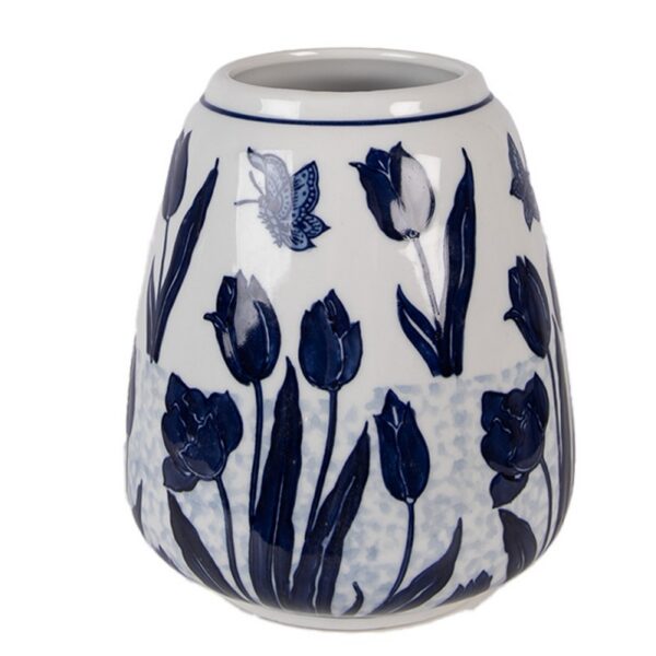 VAAS Ø 16×18 CM WIT BLAUW KERAMIEK