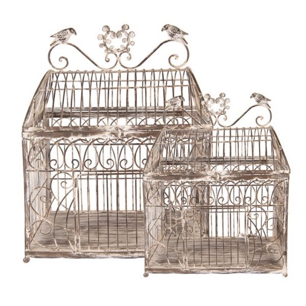 Clayre & Eef Decoratieve vogelkooi 43x29x56 cm Bruin Metaal