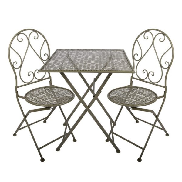 Clayre & Eef Bistroset 3-delig Groen Metaal - 60x60x70 50x40x93 cm