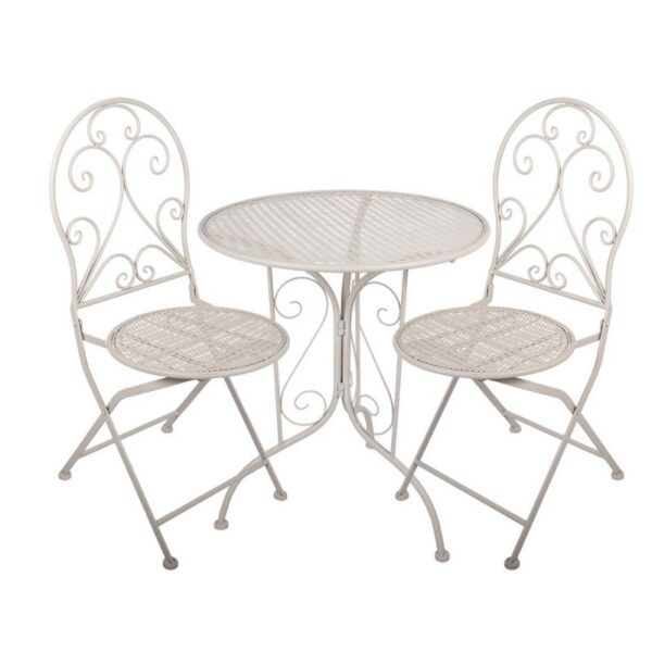Clayre & Eef Bistroset 3-delig Wit Metaal - Ø 60x70 39x39x94 cm