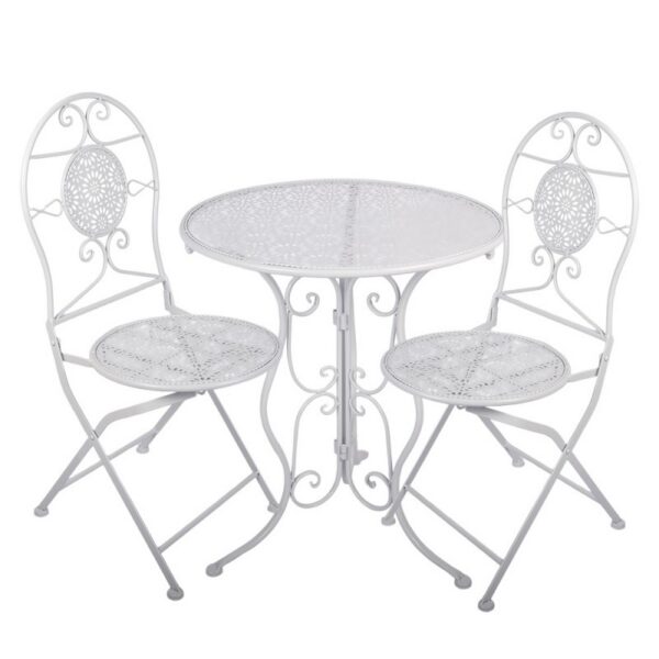 Clayre & Eef Bistroset 3-delig Wit Metaal - Ø 60x70 50x40x93 cm