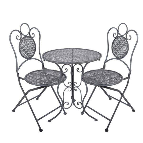 Clayre & Eef Bistroset 3-delig Grijs Metaal - Ø 60x71 50x40x93 cm