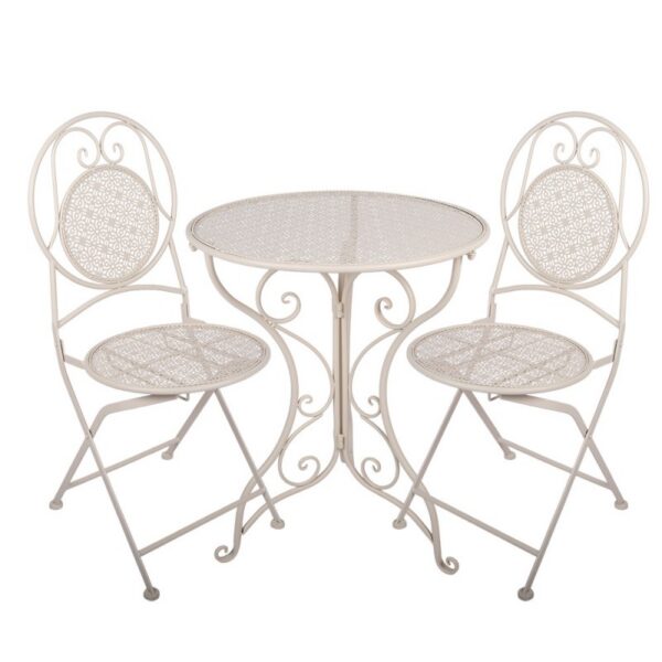 Clayre & Eef Bistroset 3-delig Wit Metaal - Ø 60x74 50x40x92 cm