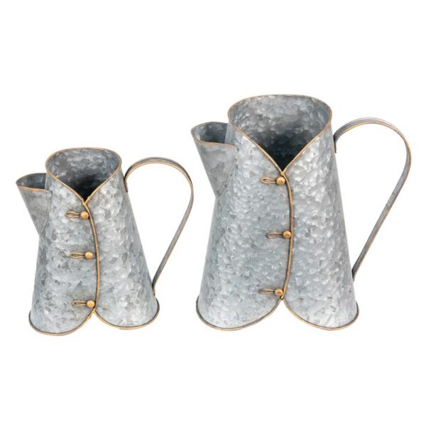 Clayre & Eef Decoratie Gieter Set Van 2 Grijs Metaal