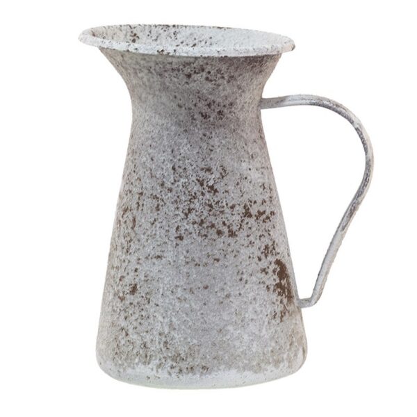 Clayre & Eef Decoratie Kan 12x12x20 cm Grijs Wit Metaal Plantengieter