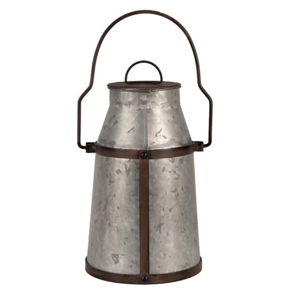 Clayre & Eef Decoratie Melkbus 31 cm Grijs Bruin Metaal Melkkan