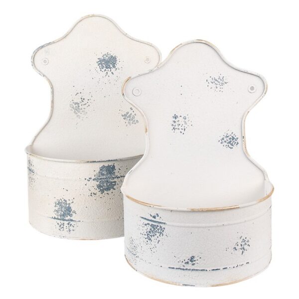 Clayre & Eef Planthouder 26x14x37 23x12x32 cm Beige IJzer hangpot