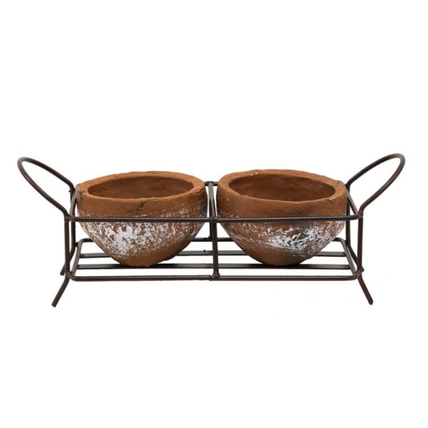 Planthouder 30x12x10 cm Bruin Metaal Bloempot