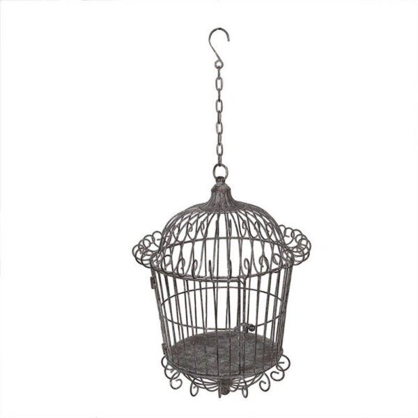 Clayre & Eef Vogelkooi Decoratie Ø 36x47 cm Bruin Grijs Metaal