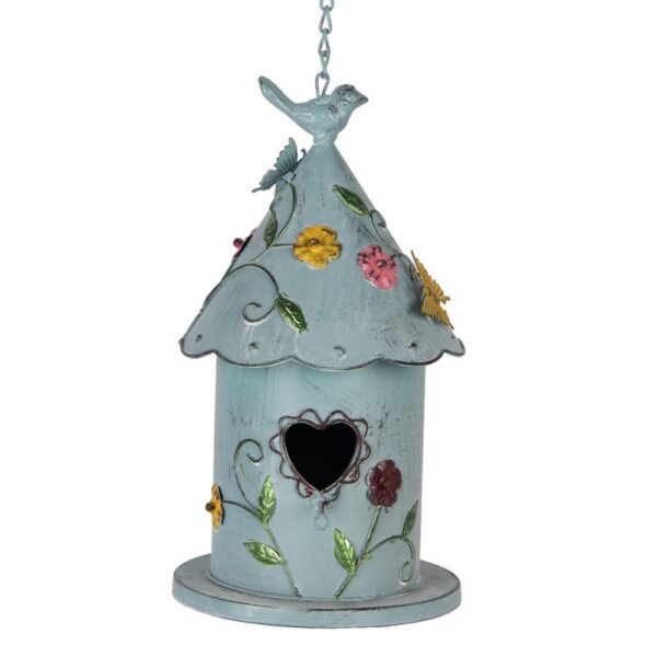 Clayre & Eef Vogelhuisje 16x19x29 cm Blauw Metaal