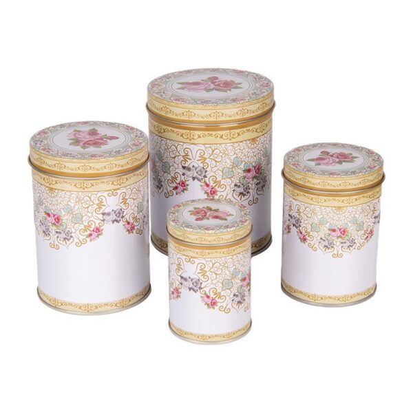 Bewaarblik Set Van 4 O 11 O 9 O 8 O 6 Cm Wit Metaal