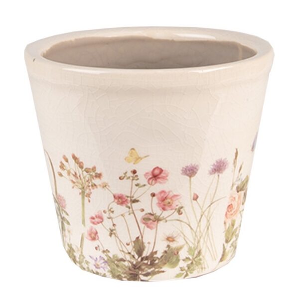 Bloempot Ø 12x10 cm Roze Beige Keramiek Bloemen Bloempot Binnen