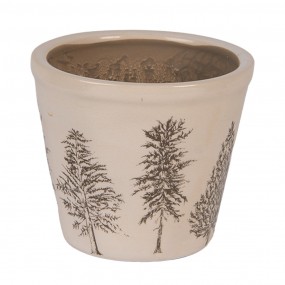 Bloempot Ø 12x11 cm Beige Keramiek Dennenbomen