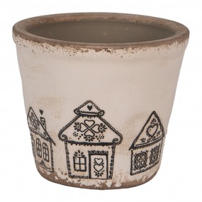 Bloempot Ø 12x11 cm Beige Keramiek Gingerbread house