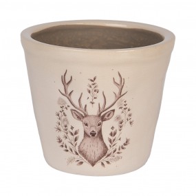 Bloempot Ø 12x11 cm Beige Keramiek Hert