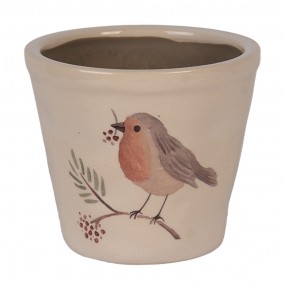 Bloempot Ø 12x11 cm Beige Keramiek Vogel