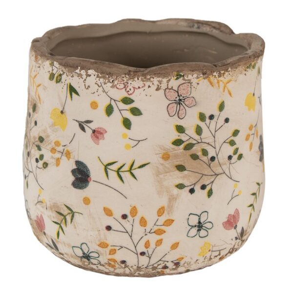 Bloempot Ø 14x12 cm Beige Geel Keramiek Bloemen Bloempot Binnen