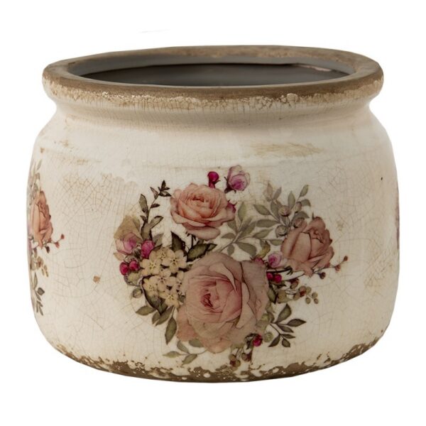 Bloempot Ø 14x12 cm Roze Beige Keramiek Bloemen Bloempot Binnen