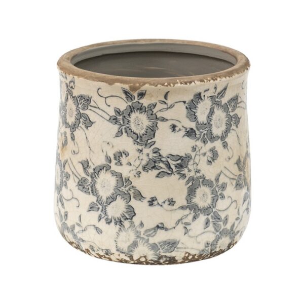 Bloempot Ø 14x14 cm Grijs Beige Keramiek Bloemen Bloempot Binnen