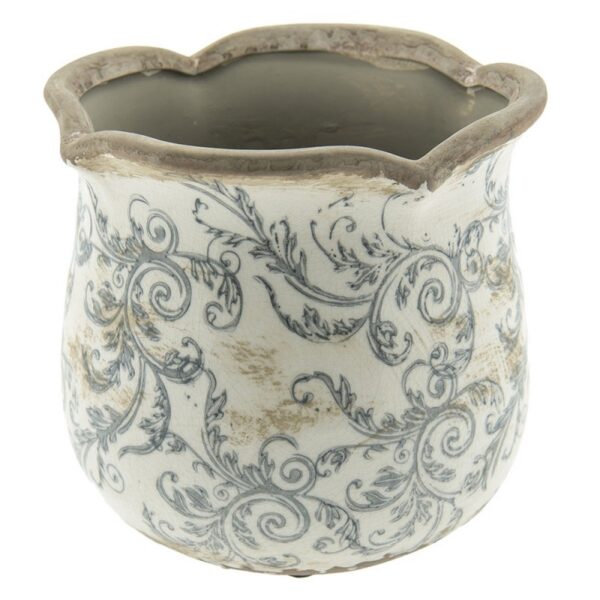 Bloempot Ø 15x14 cm Beige Grijs Keramiek Bloemen Bloempot Binnen