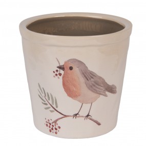 Bloempot Ø 17x16 cm Beige Keramiek Vogel