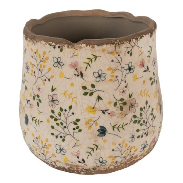 Bloempot Ø 21x19 cm Beige Keramiek Bloemen Bloempot Binnen