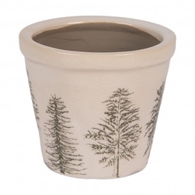 Bloempot Ø 8x7 cm Beige Keramiek Dennenbomen