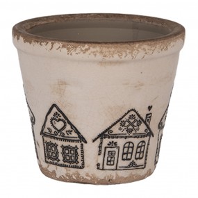 Bloempot Ø 8x7 cm Beige Keramiek Gingerbread house
