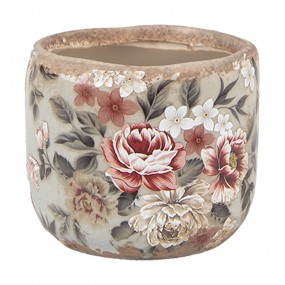 Bloempot Ø 8x7 cm Grijs Keramiek Bloemen