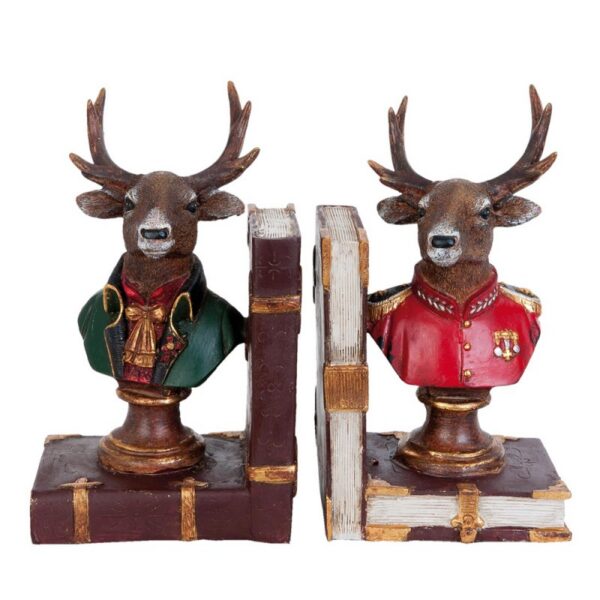 Boekensteunen Set Van 2 Cm Bruin Rood Polyresin Hert Boekenhouders