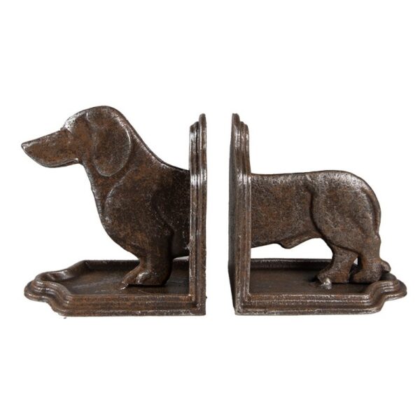 Boekensteunen Set Van 2 Hond Teckel Cm Bruin Ijzer Boekenhouders