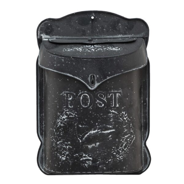 Brievenbus cm Zwart Metaal Bloemen Wandbrievenbus