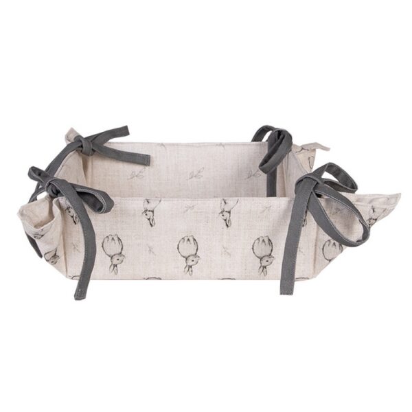 Broodmand 35x35x8 cm Beige Grijs Katoen Konijn