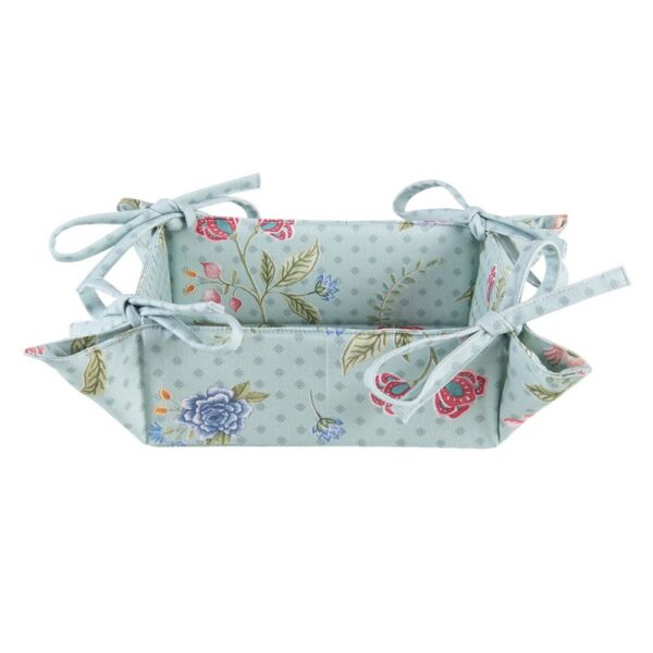 Broodmand 35x35x8 cm Blauw Groen Katoen Bloemen Cadeau Keuken