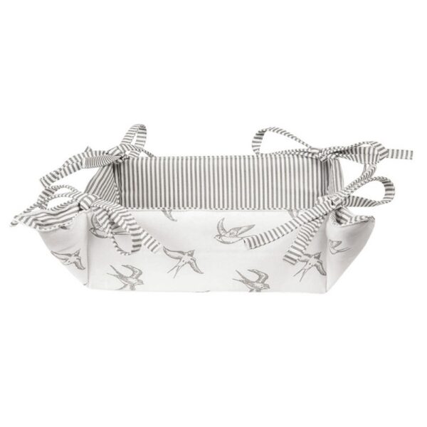 Broodmand 35x35x8 cm Grijs Wit Katoen Zwaluw Cadeau Keuken
