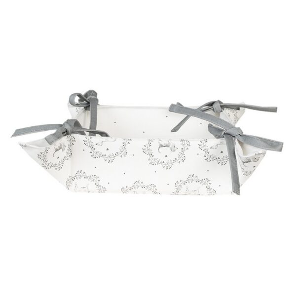Broodmand 35x35x8 cm Wit Grijs Katoen Hond