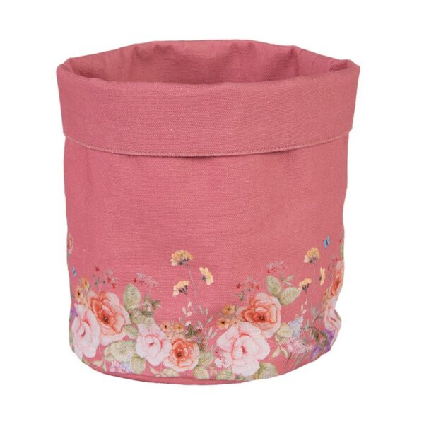 Broodmand Ø 15x16 cm Roze Katoen Bloemen
