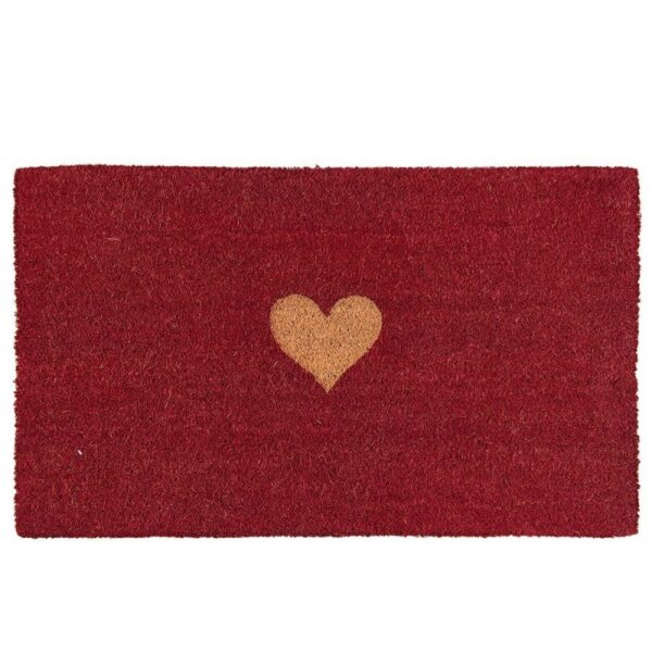 Deurmat 75X45 Cm Rood Kokos Hart Kokosmat