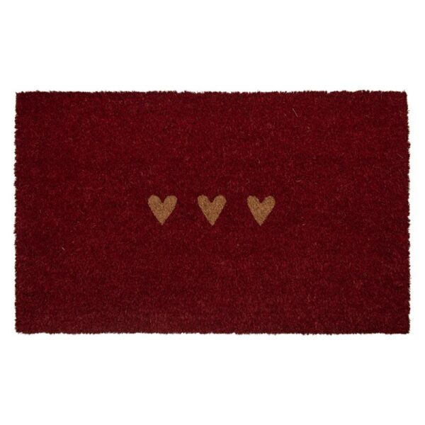 Deurmat 75X45X1 Cm Rood Kokos Hart
