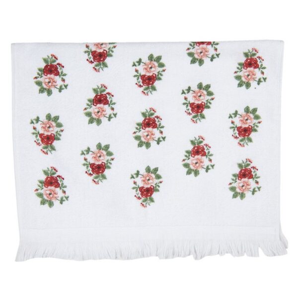 Gastendoekje 40x66 cm Wit Groen Katoen Rozen Toilet Handdoek