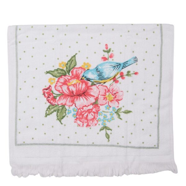 Gastendoekje 40x66 cm Wit Roze Katoen Bloemen Toilet Handdoek
