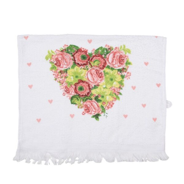 Gastendoekje 40x66 cm Wit Roze Katoen Hart