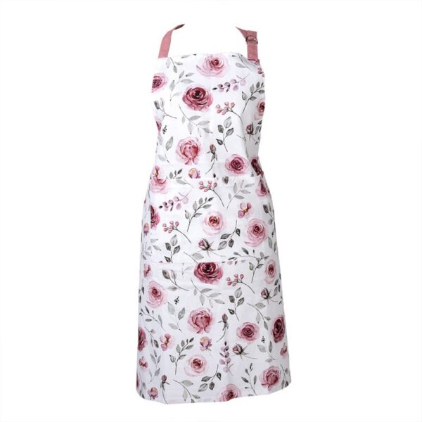 Keukenschort 70x85 cm Wit Roze Katoen Rozen BBQ Schort