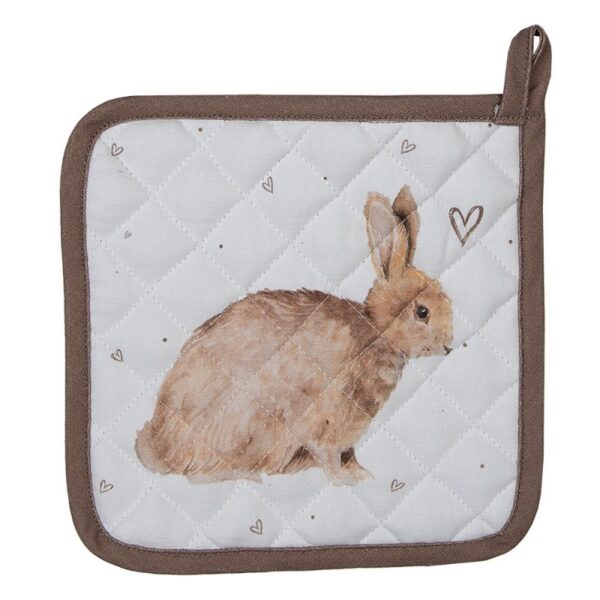 Kind Pannenlap 16x16 cm Wit Bruin Katoen Konijn